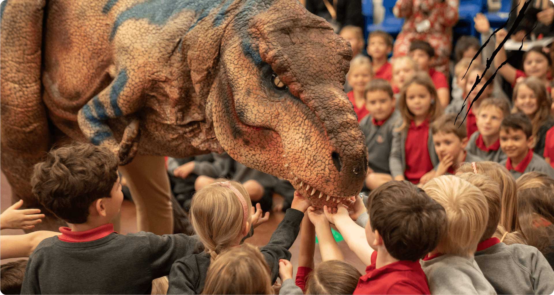 Kids playing with dinosaurs